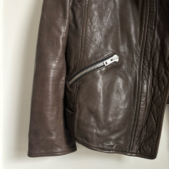 Isabel Marant Etoile Brown Bradi Biker Leather Jacket Size 40 / 8 US - Picture 5 of 10